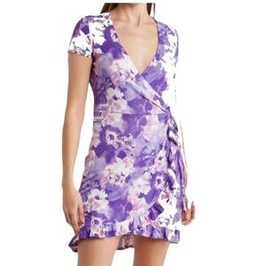 Abound Purple Floral Wrap Dress